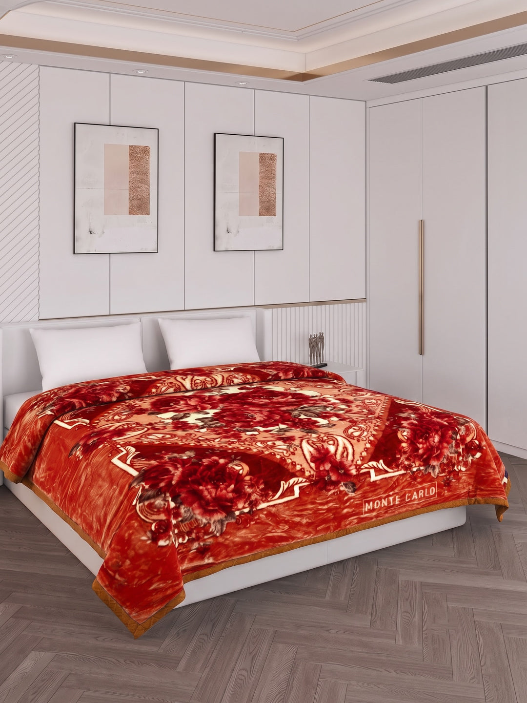 Floral Print Double Bed 2 Ply 850 GSM Blanket for Winter (Marshal), Weight 4.5 kg