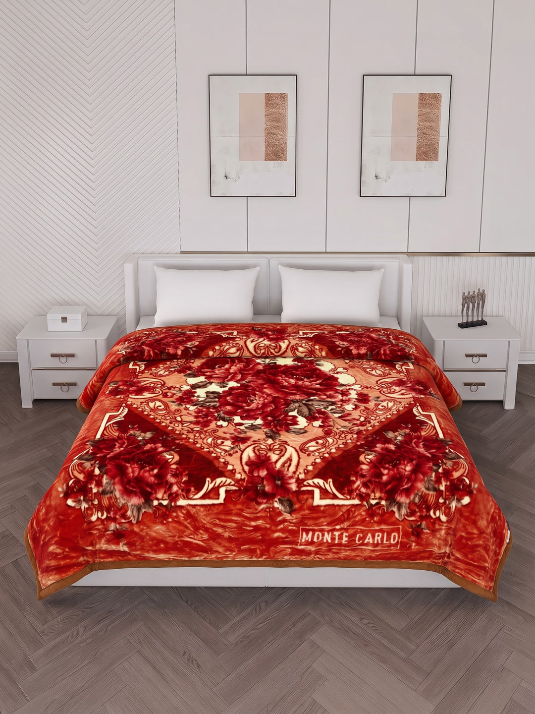 Floral Print Double Bed 2 Ply 850 GSM Blanket for Winter (Marshal), Weight 4.5 kg