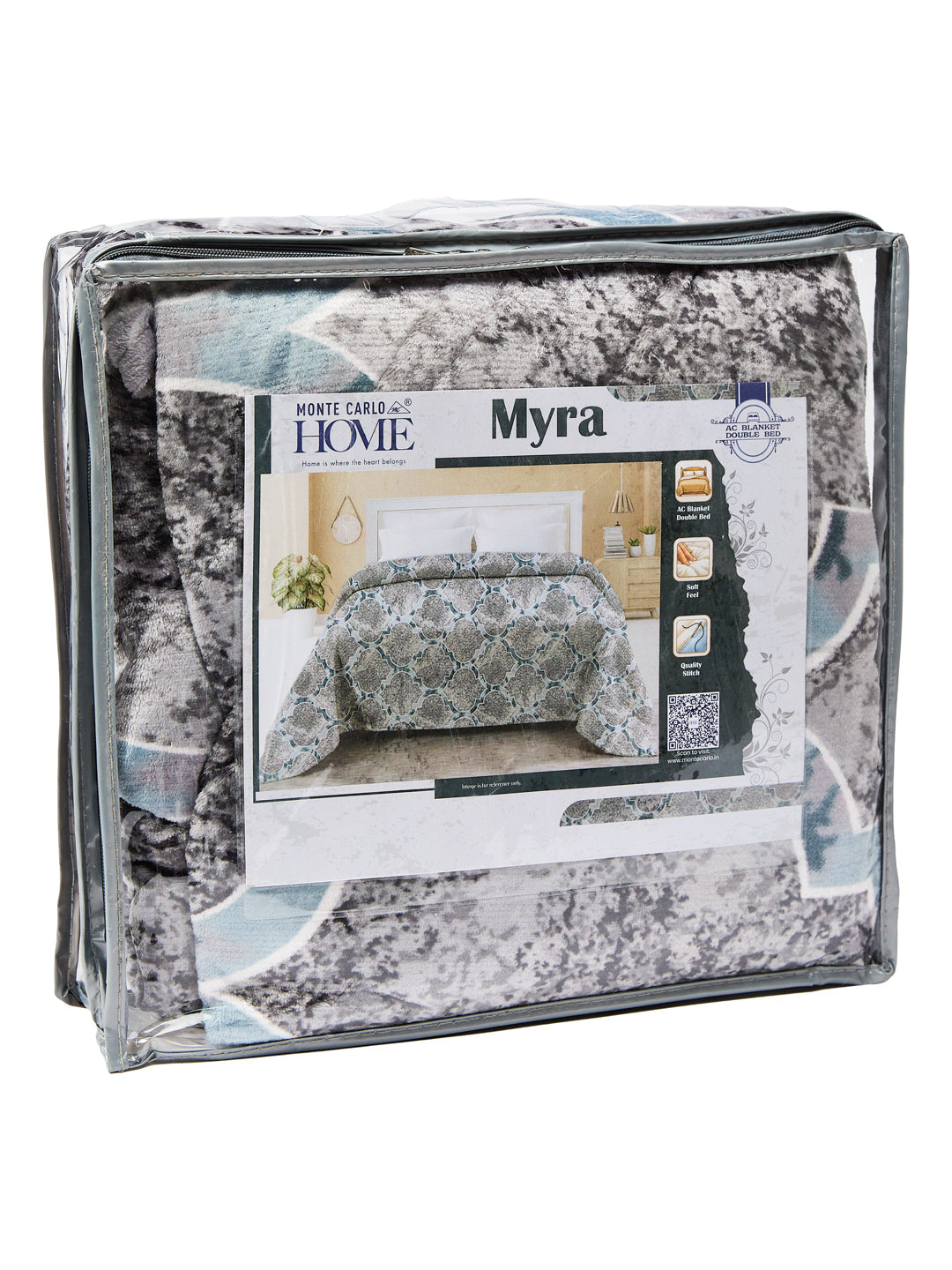 Printed Double Bed 150 GSM AC Blanket (Myra), Weight 1.2 kg