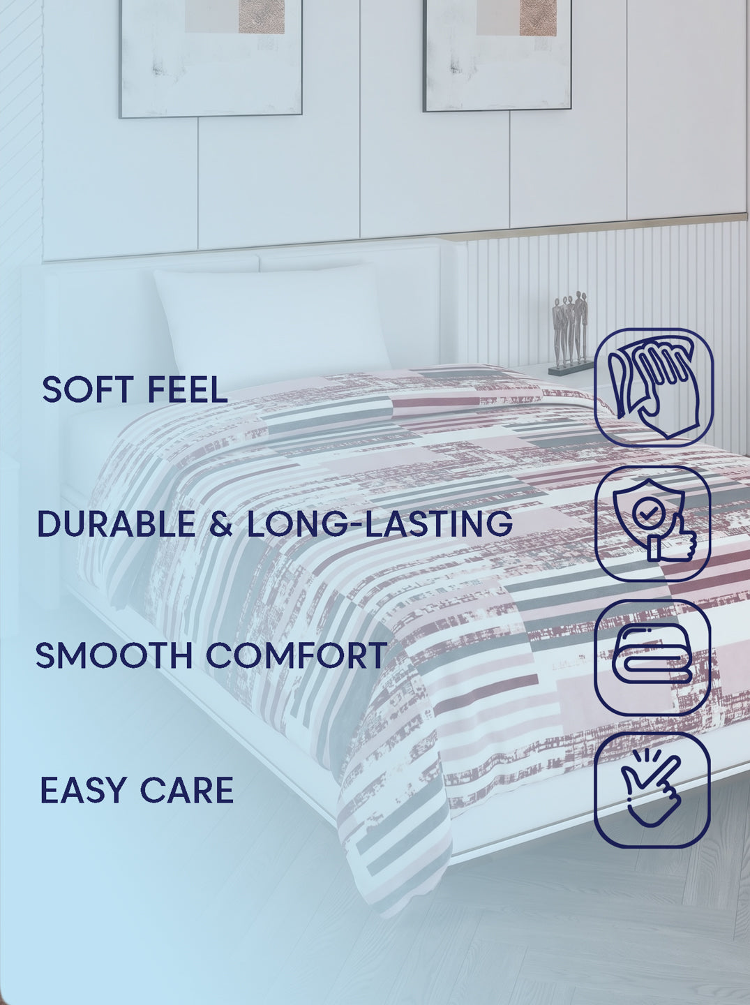 Printed Single Bed 150 GSM AC Blanket (Myra), Weight 800 gm