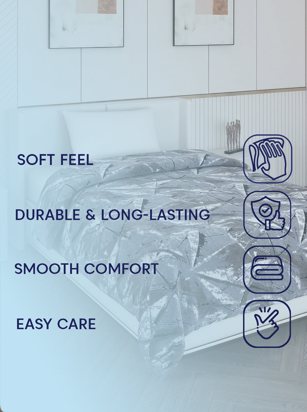 Printed Single Bed 150 GSM AC Blanket (Myra), Weight 800 gm