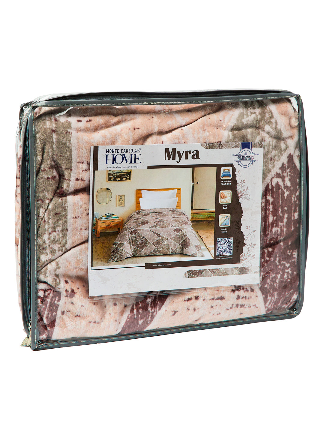 Printed Single Bed 150 GSM AC Blanket (Myra), Weight 800 gm
