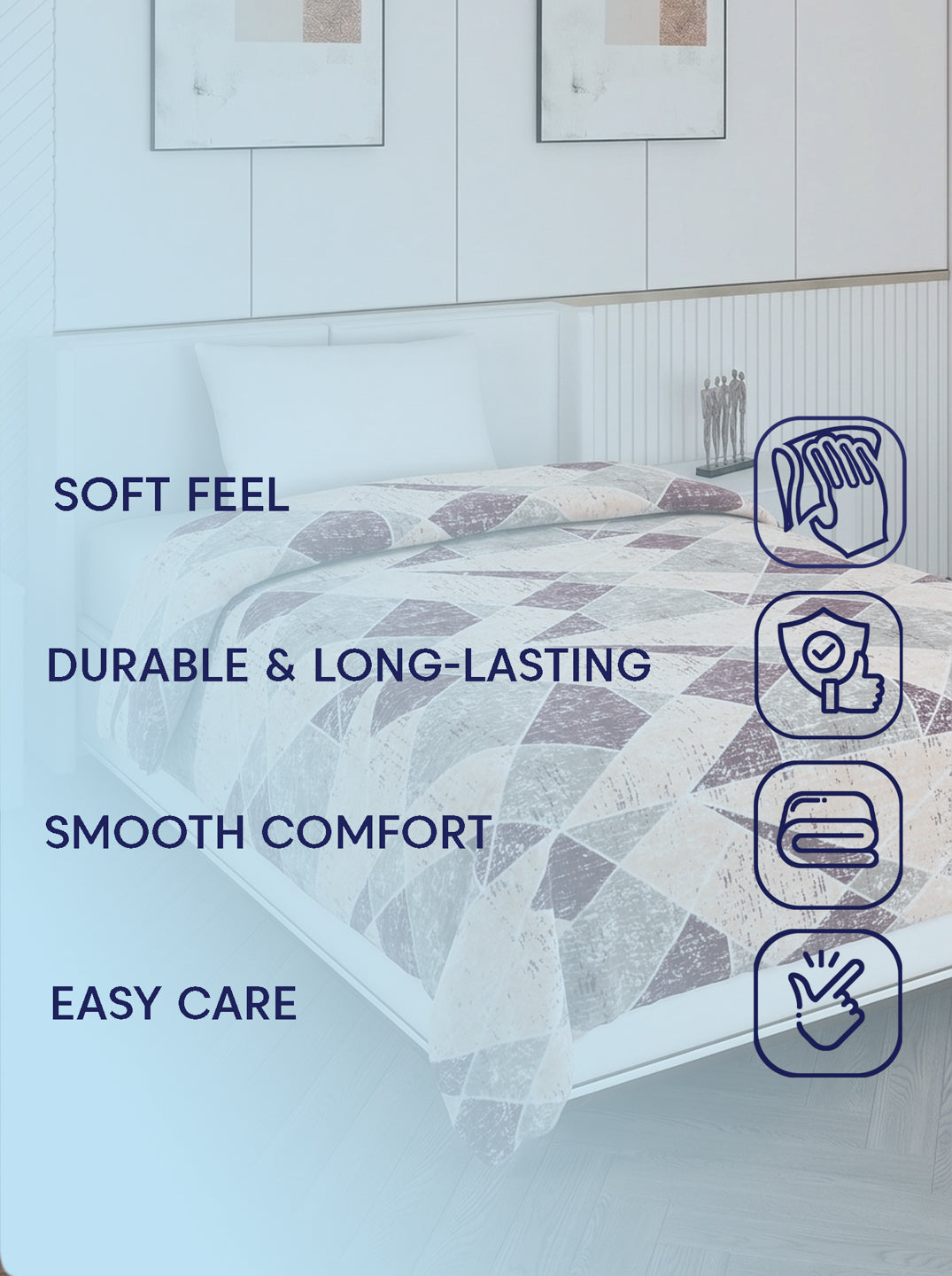 Printed Single Bed 150 GSM AC Blanket (Myra), Weight 800 gm