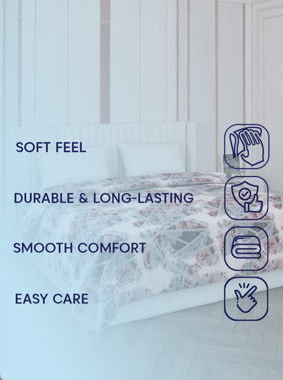 Printed Double Bed 150 GSM AC Blanket (Myra), Weight 1.2 kg