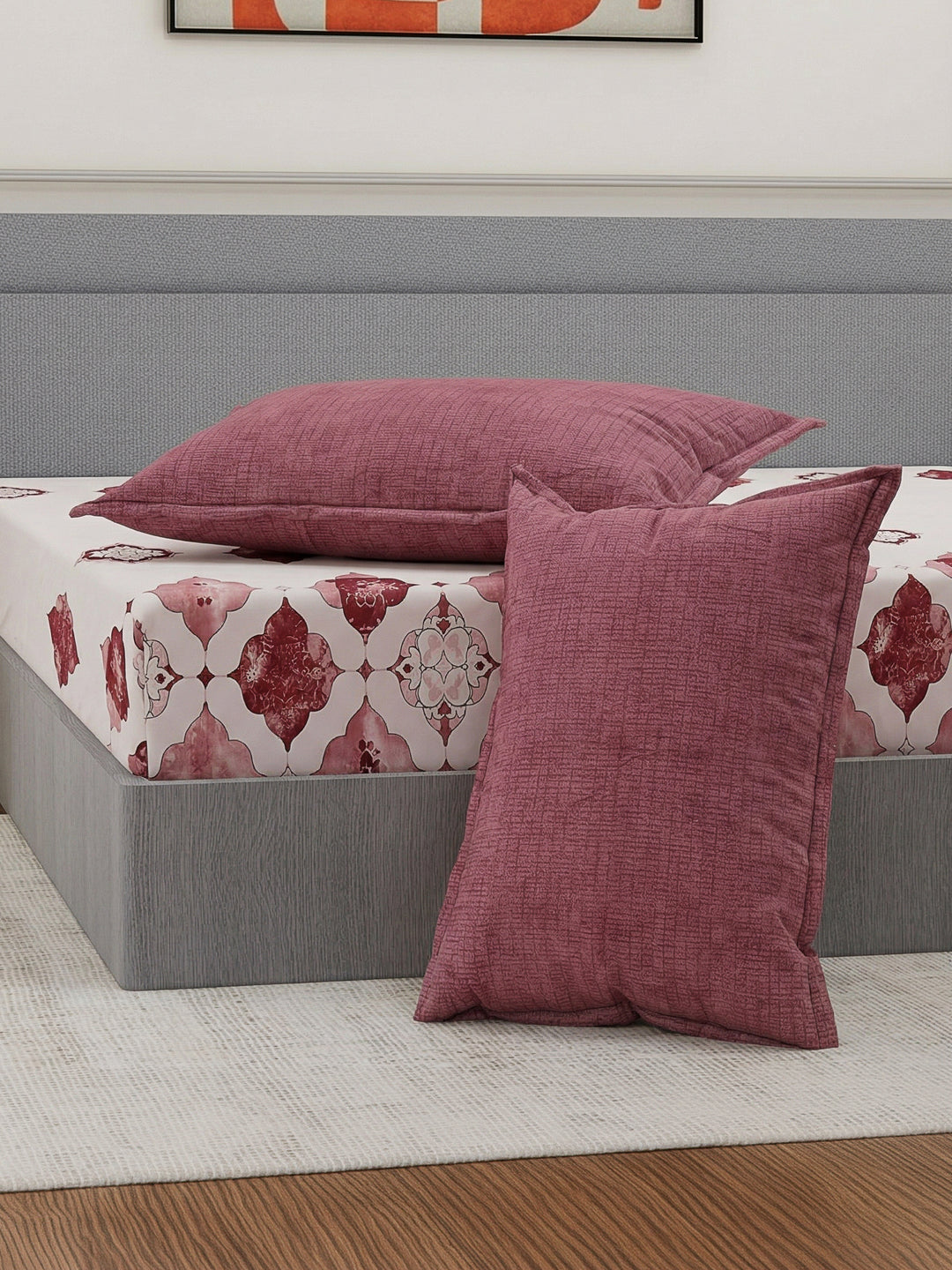 110 GSM Polyester Double Bed Bedsheet with 2 Pillow Covers Aromatica Collection