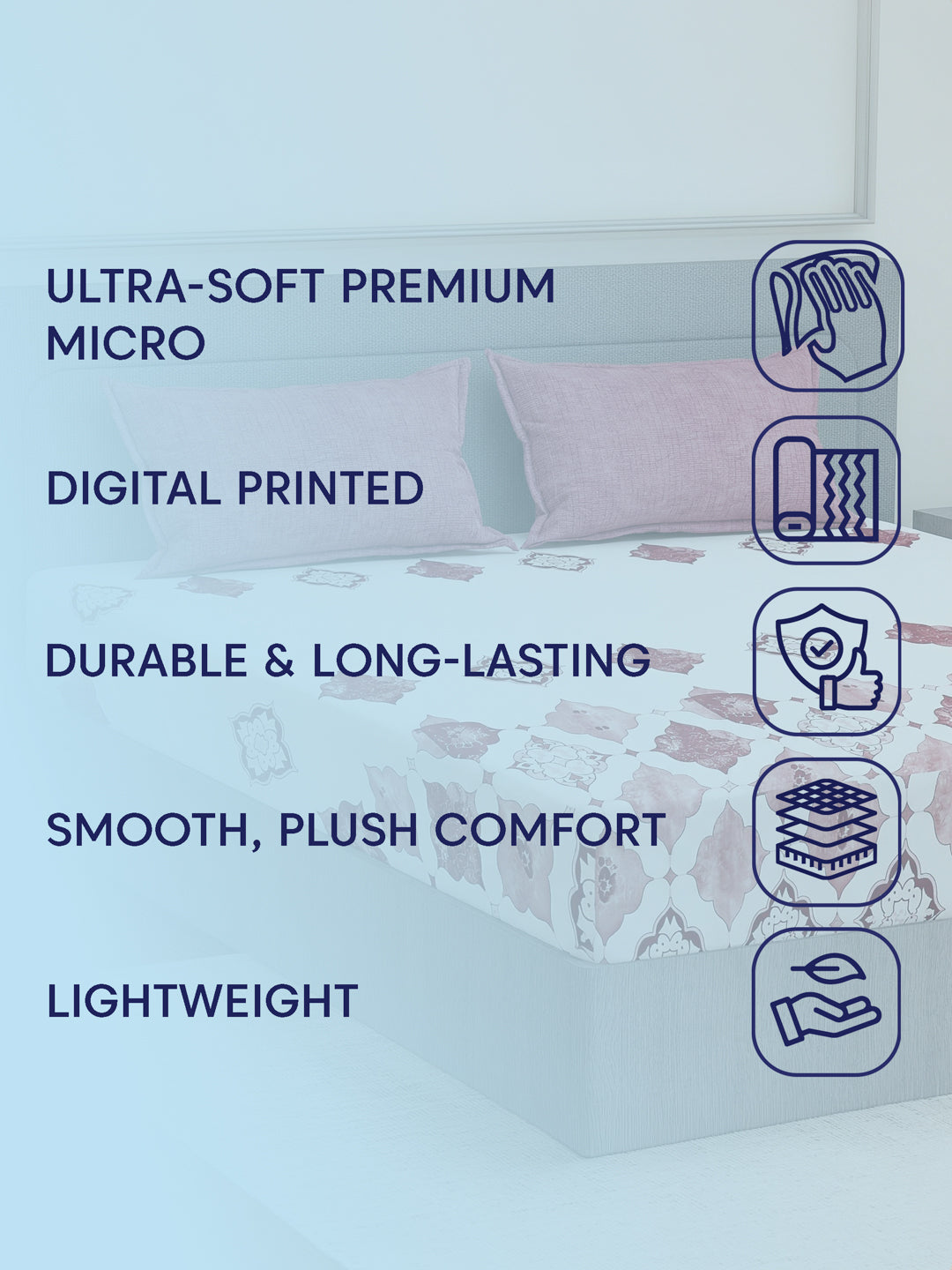 110 GSM Polyester Double Bed Bedsheet with 2 Pillow Covers Aromatica Collection