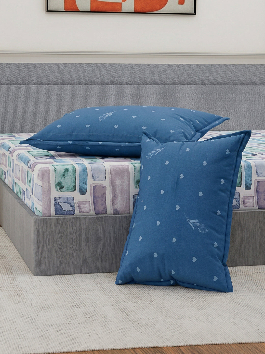 110 GSM Polyester Double Bed Bedsheet with 2 Pillow Covers Aromatica Collection