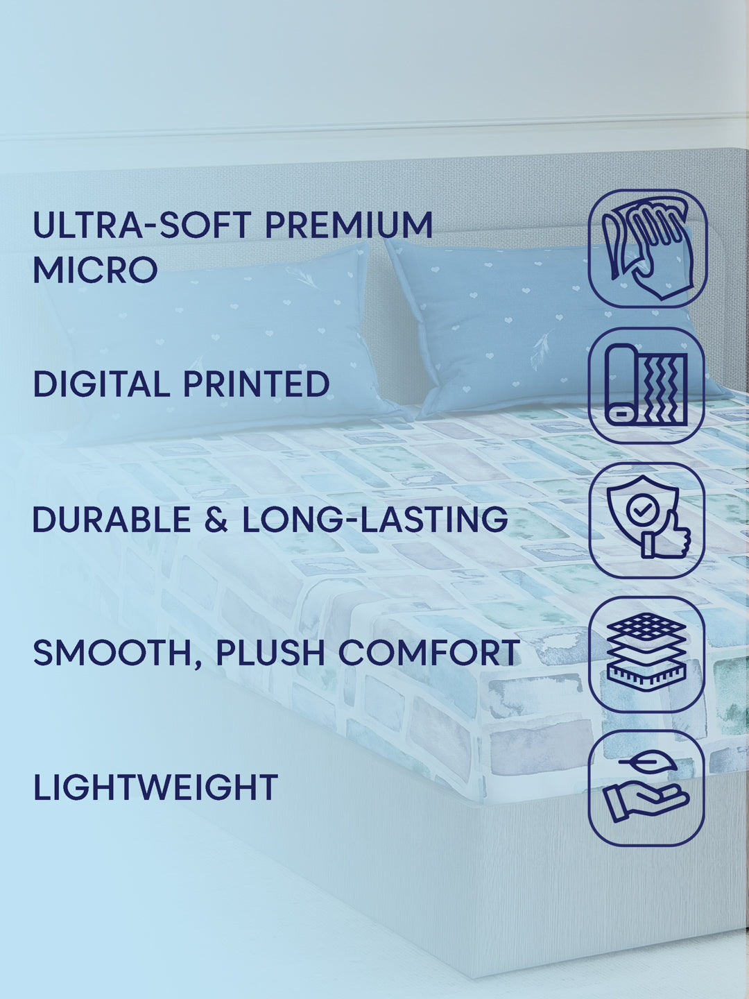 110 GSM Polyester Double Bed Bedsheet with 2 Pillow Covers Aromatica Collection