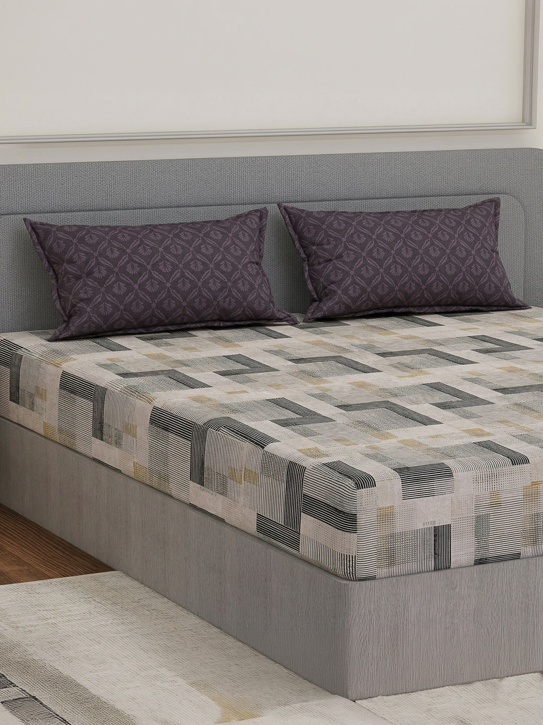 110 GSM Polyester Double Bed Bedsheet with 2 Pillow Covers Aromatica Collection