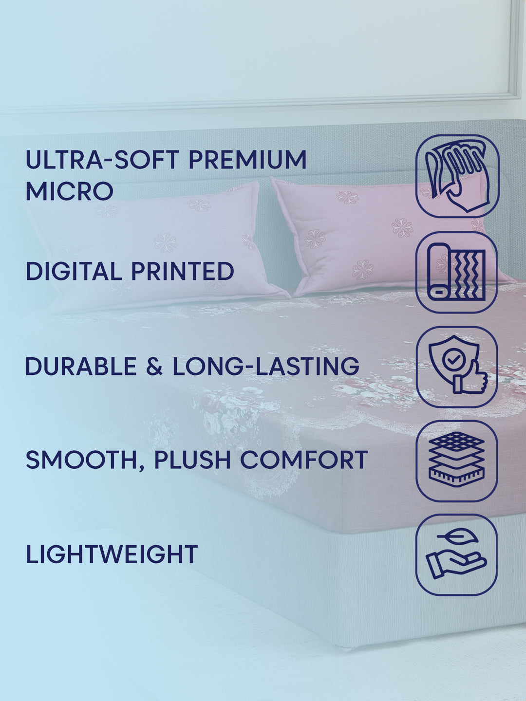 110 GSM Polyester Double Bed Bedsheet with 2 Pillow Covers Aromatica Collection