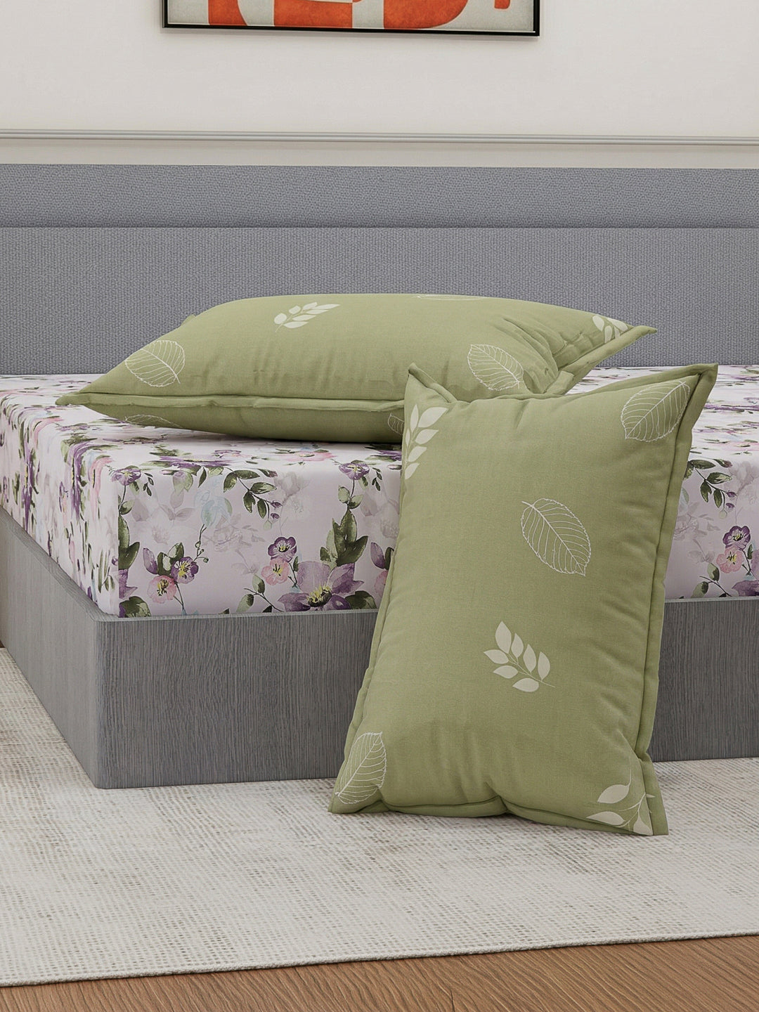 110 GSM Polyester Double Bed Bedsheet with 2 Pillow Covers Aromatica Collection