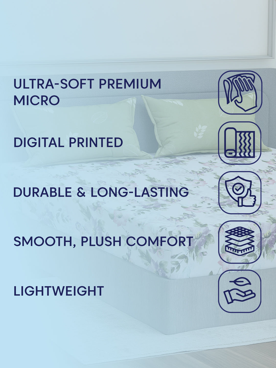 110 GSM Polyester Double Bed Bedsheet with 2 Pillow Covers Aromatica Collection