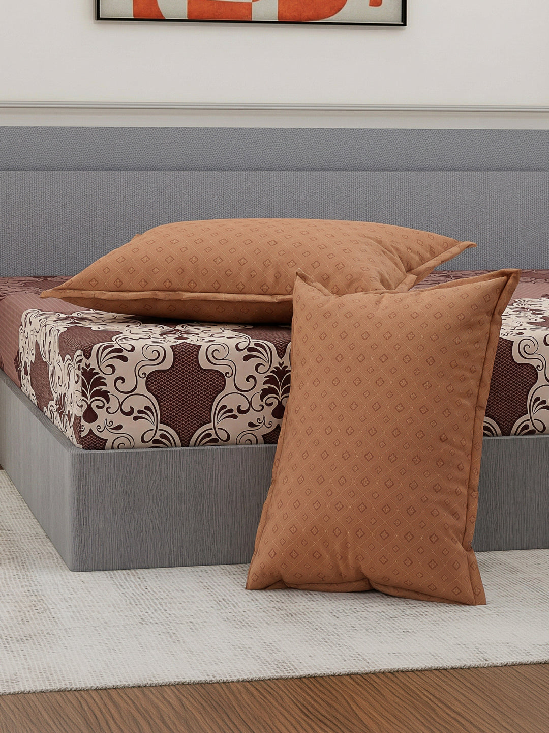 110 GSM Polyester Double Bed Bedsheet with 2 Pillow Covers Aromatica Collection