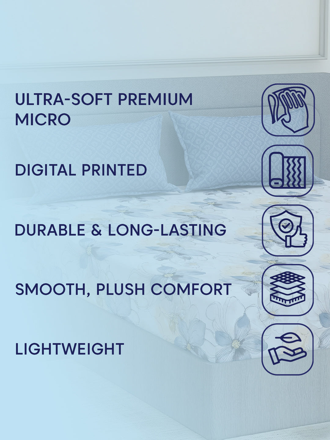 110 GSM Polyester Double Bed Bedsheet with 2 Pillow Covers Aromatica Collection