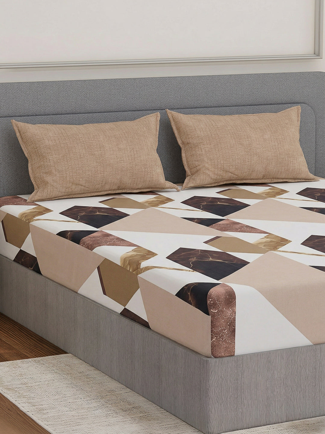 110 GSM Polyester Double Bed Bedsheet with 2 Pillow Covers Aromatica Collection