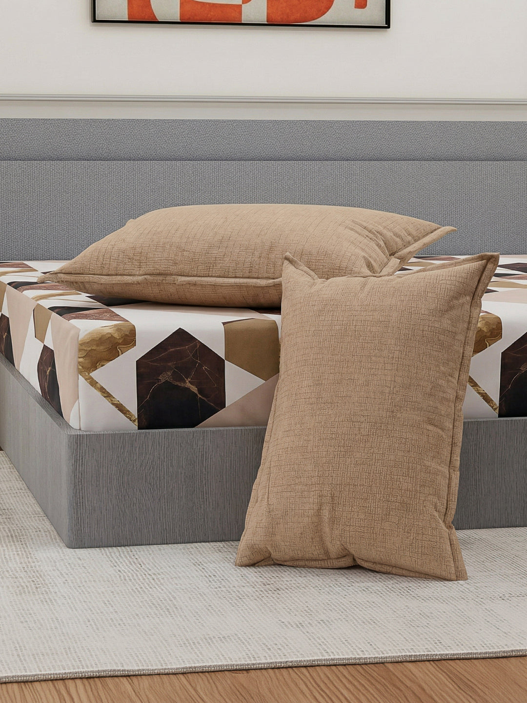 110 GSM Polyester Double Bed Bedsheet with 2 Pillow Covers Aromatica Collection