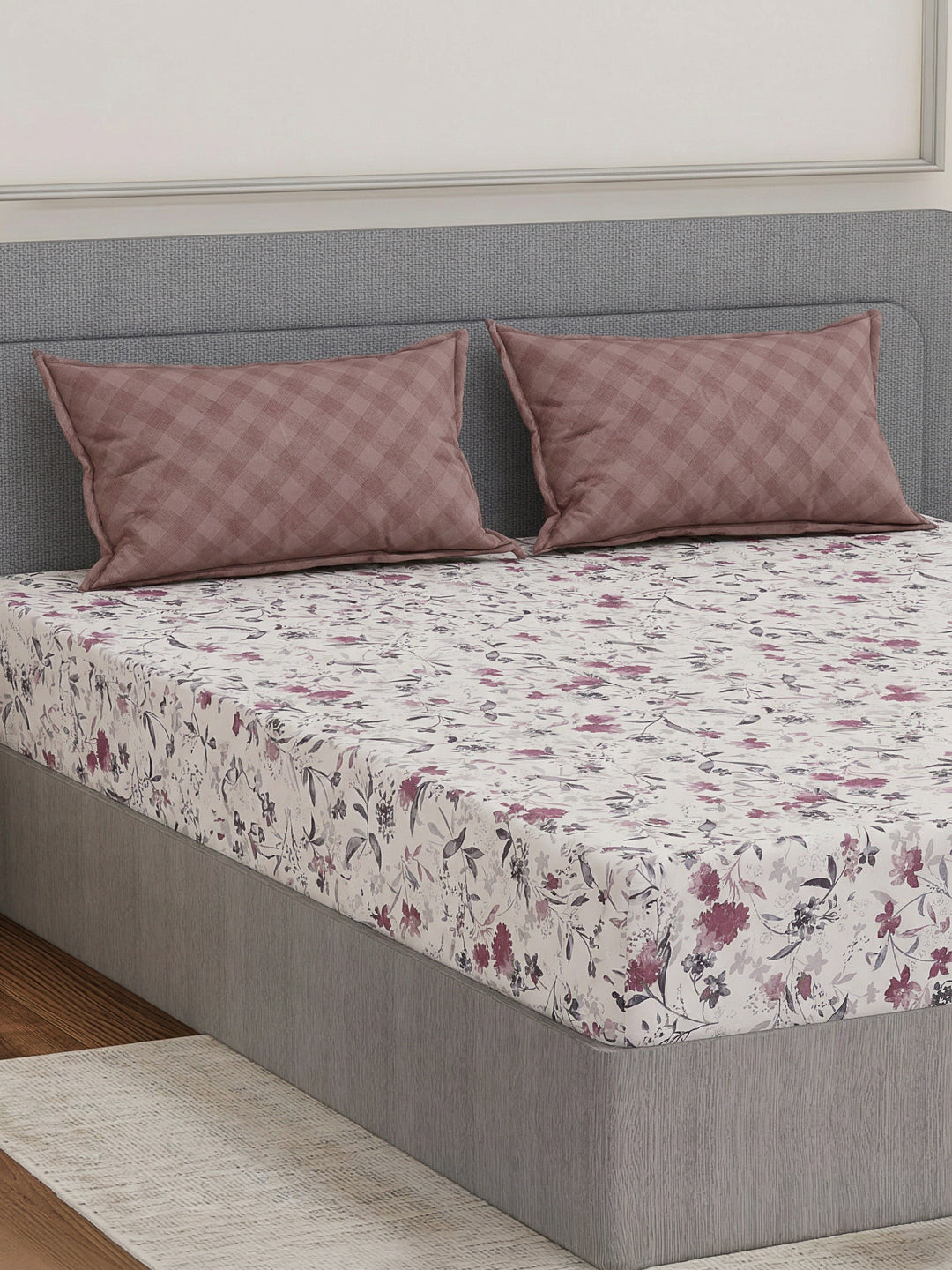 110 GSM Polyester Double Bed Bedsheet with 2 Pillow Covers Aromatica Collection