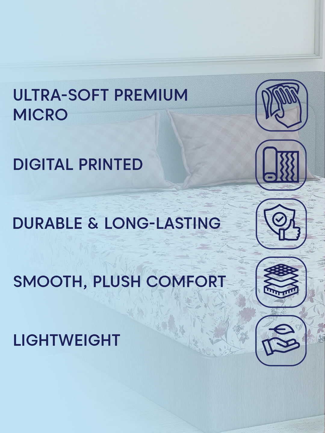 110 GSM Polyester Double Bed Bedsheet with 2 Pillow Covers Aromatica Collection