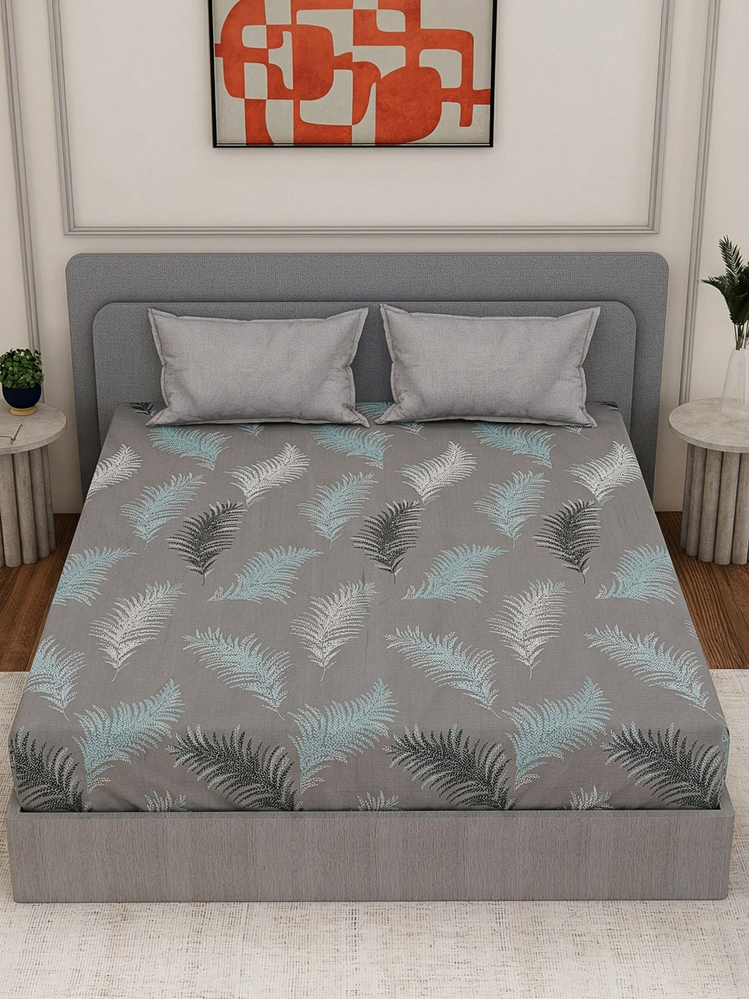 110 GSM Polyester Double Bed Bedsheet with 2 Pillow Covers Aromatica Collection