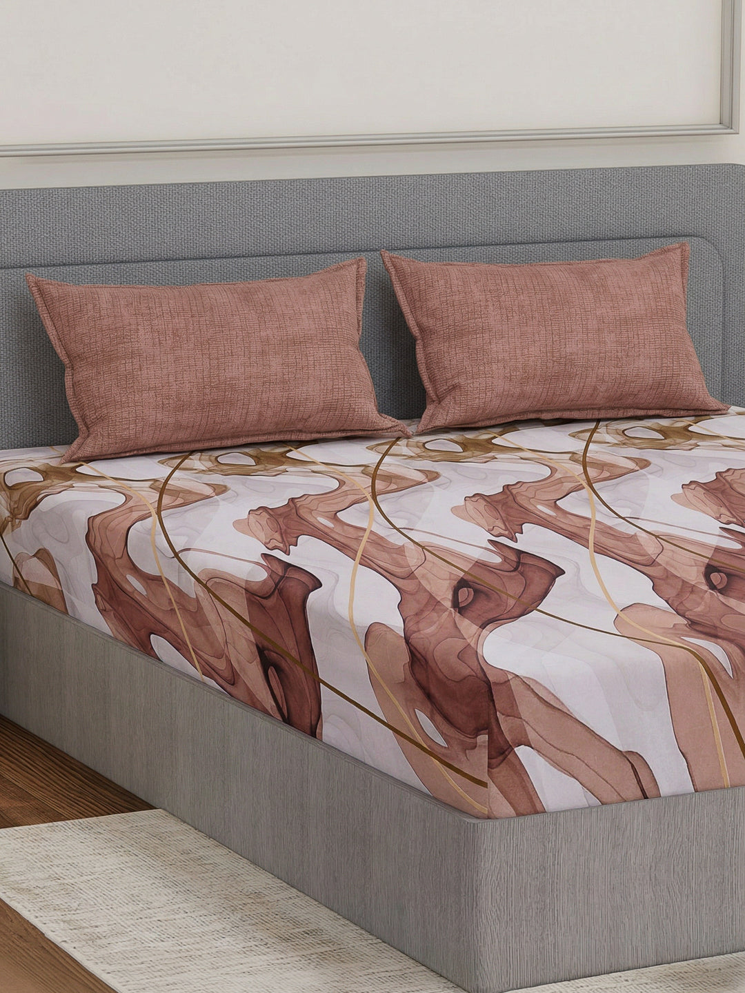 110 GSM Polyester Double Bed Bedsheet with 2 Pillow Covers Aromatica Collection