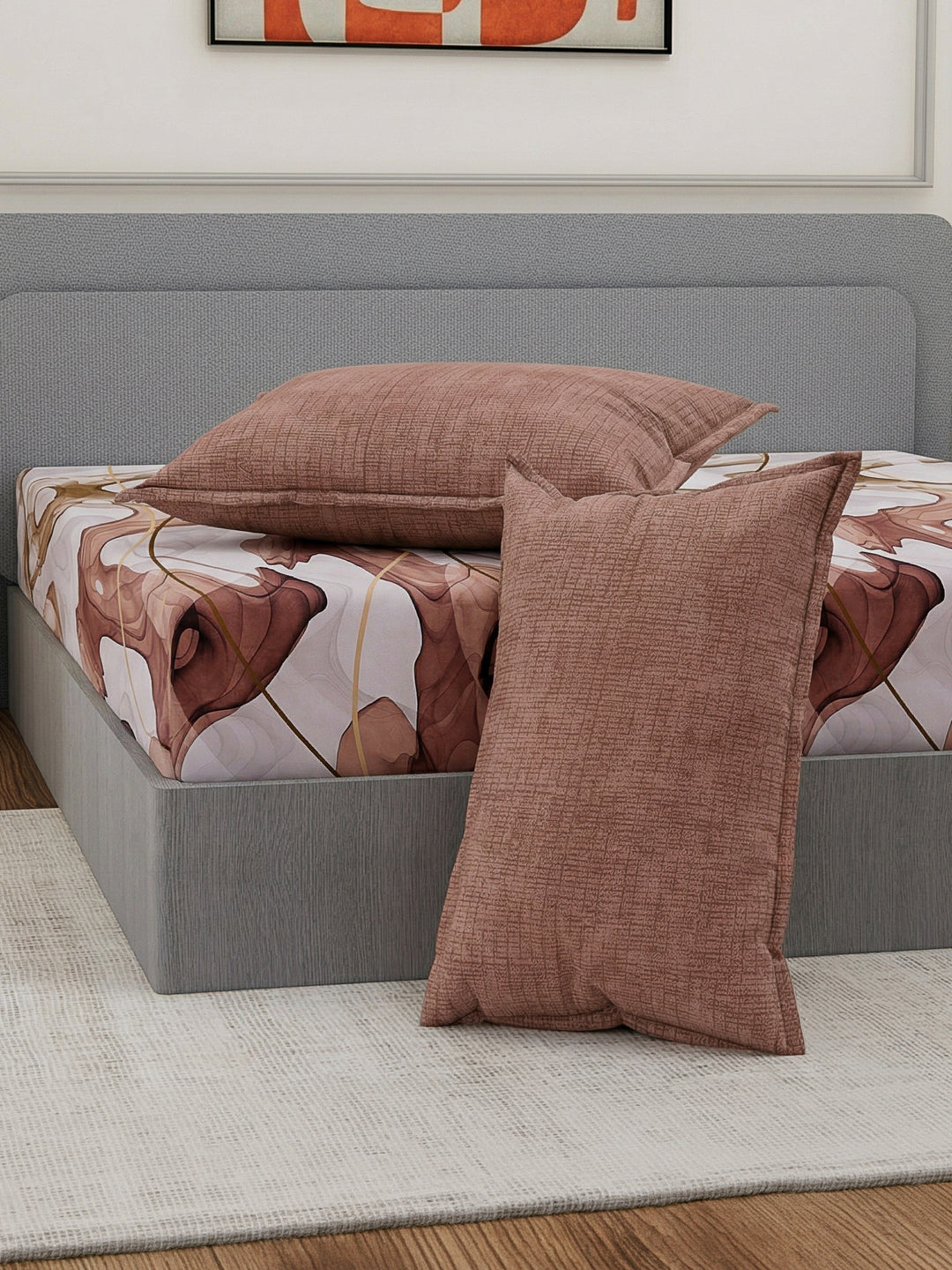 110 GSM Polyester Double Bed Bedsheet with 2 Pillow Covers Aromatica Collection