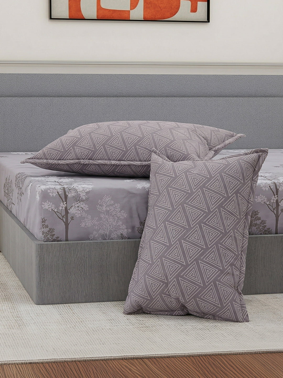 110 GSM Polyester Double Bed Bedsheet with 2 Pillow Covers Aromatica Collection