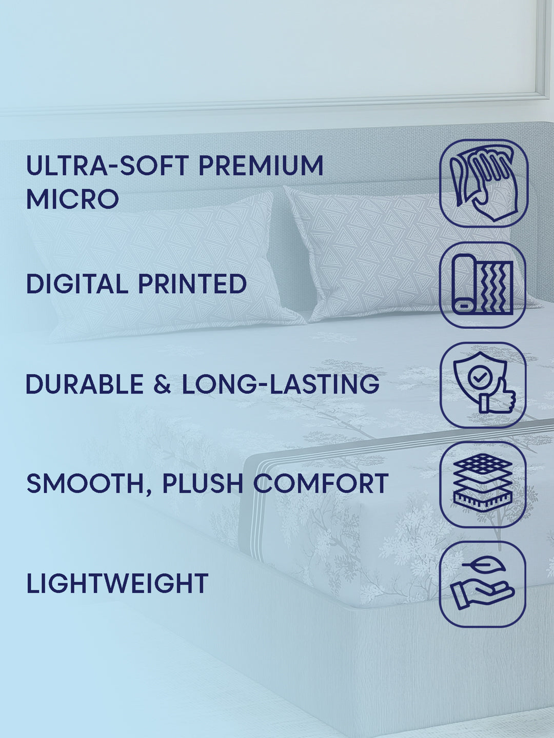 110 GSM Polyester Double Bed Bedsheet with 2 Pillow Covers Aromatica Collection