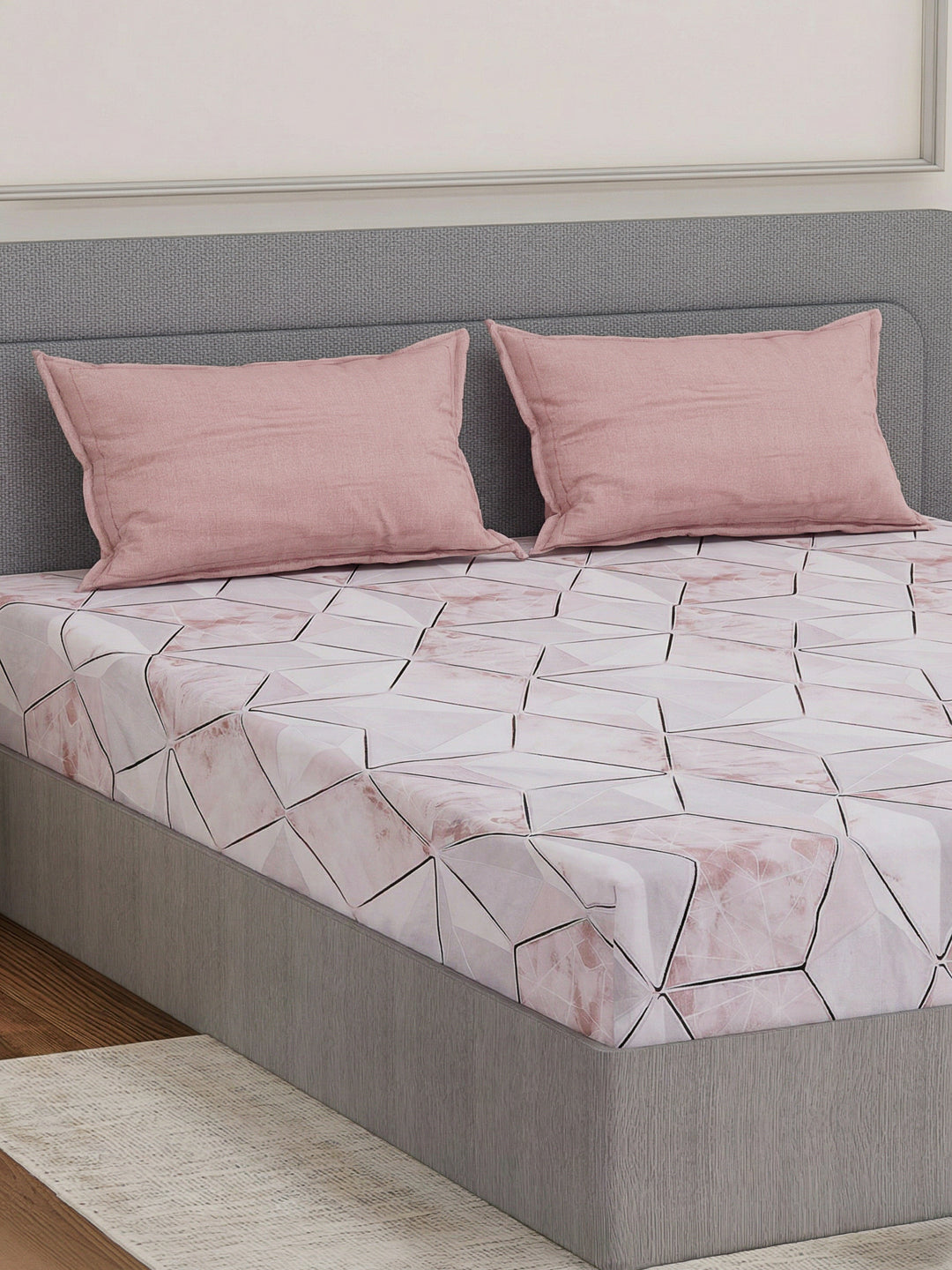 110 GSM Polyester Double Bed Bedsheet with 2 Pillow Covers Aromatica Collection