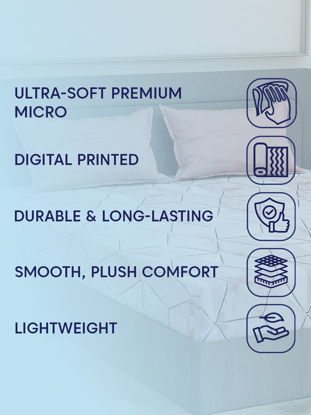 110 GSM Polyester Double Bed Bedsheet with 2 Pillow Covers Aromatica Collection