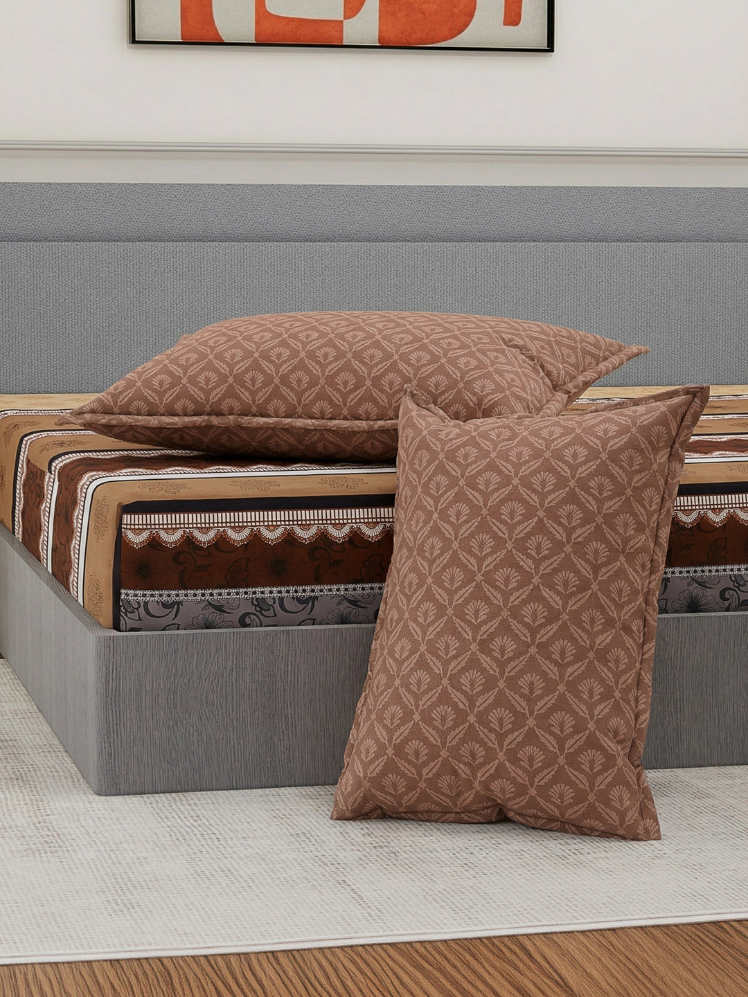 110 GSM Polyester Double Bed Bedsheet with 2 Pillow Covers Aromatica Collection