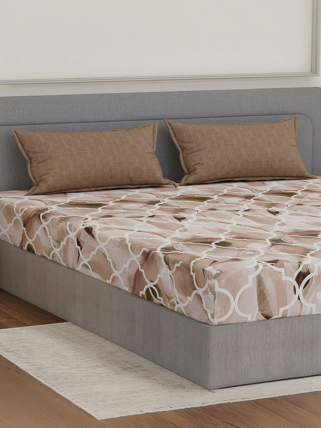 110 GSM Polyester Double Bed Bedsheet with 2 Pillow Covers Aromatica Collection