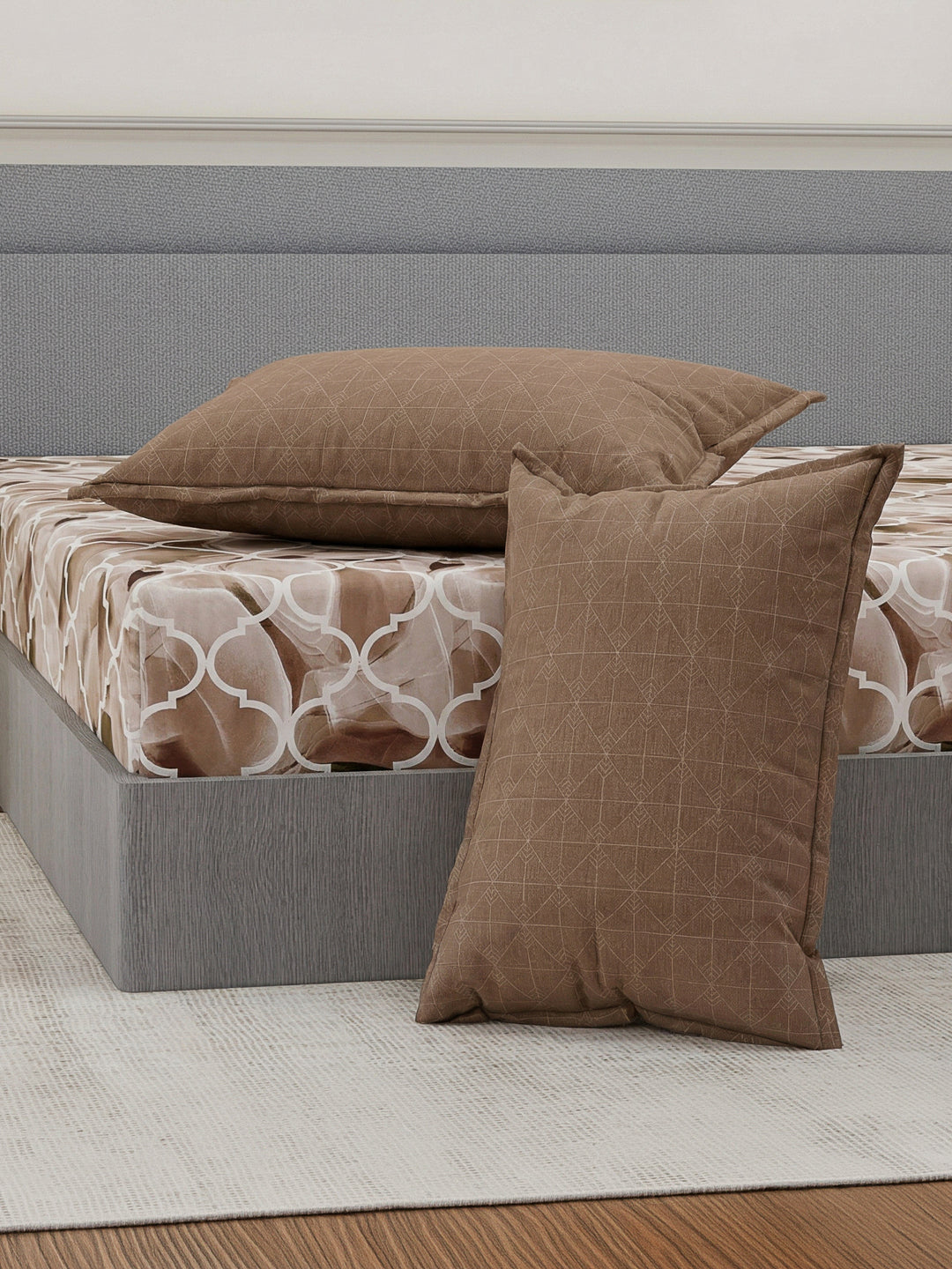 110 GSM Polyester Double Bed Bedsheet with 2 Pillow Covers Aromatica Collection