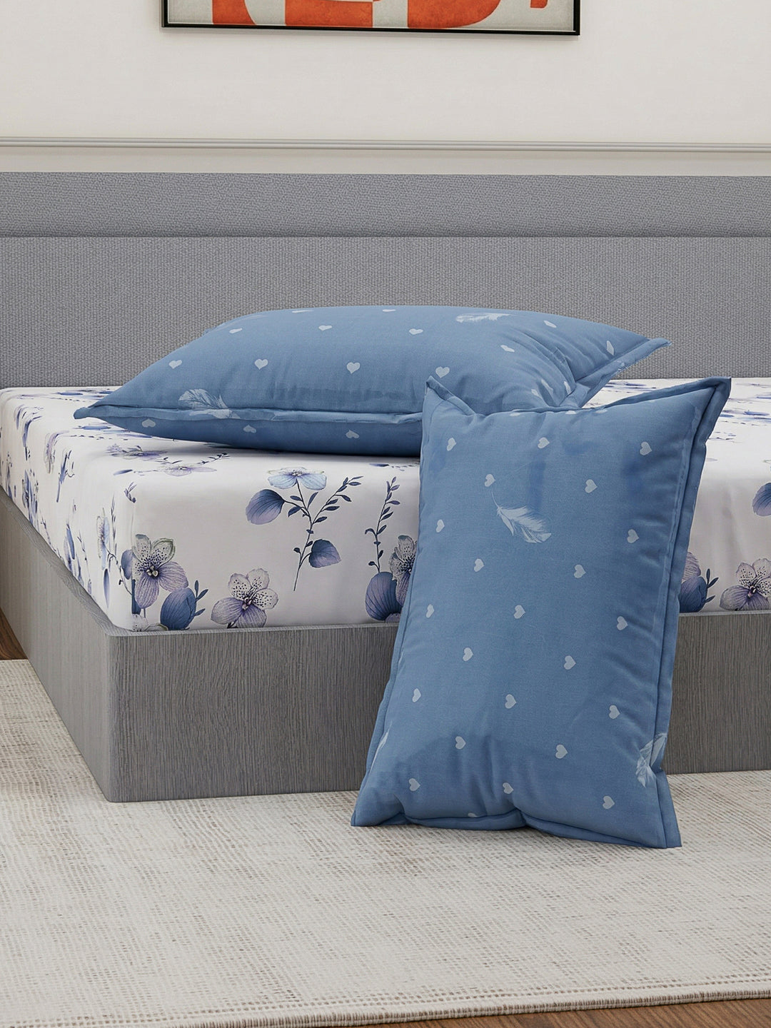 110 GSM Polyester Double Bed Bedsheet with 2 Pillow Covers Aromatica Collection