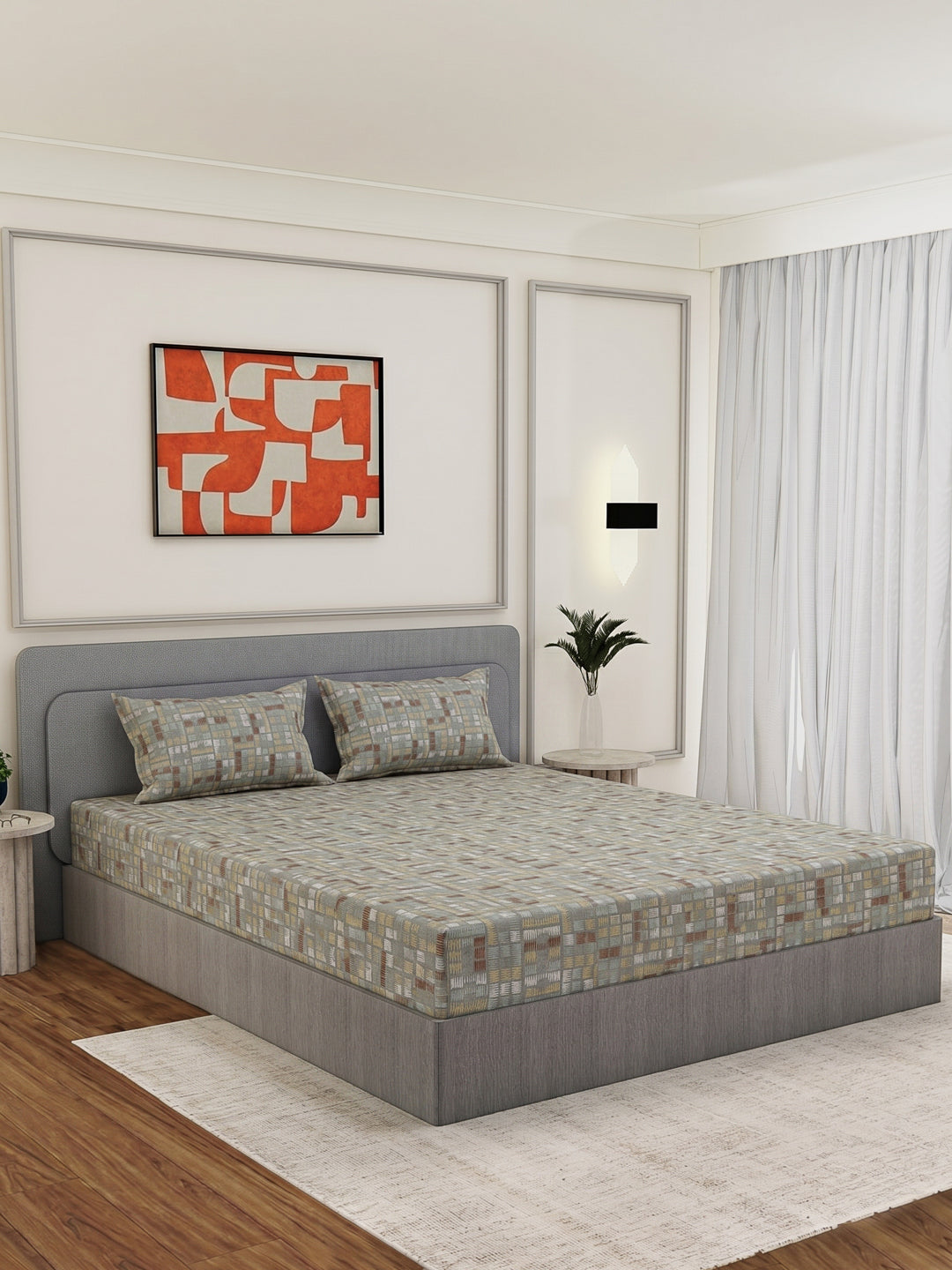 Premium 180 TC Bamboo Cotton King Size Bedsheet with 2 Pillow Covers Eco Bamboo Collection