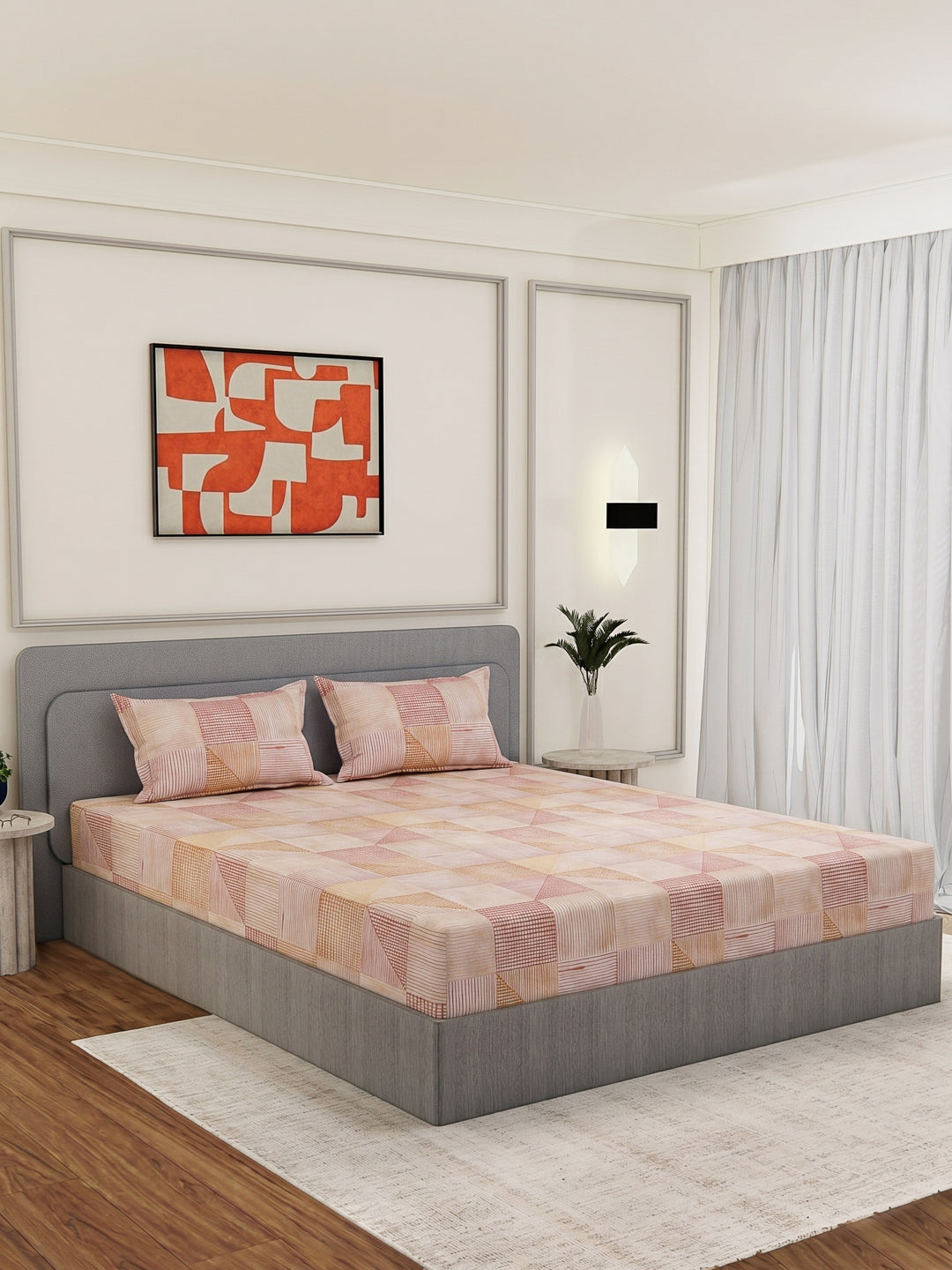 Premium 180 TC Bamboo Cotton King Size Bedsheet with 2 Pillow Covers Eco Bamboo Collection