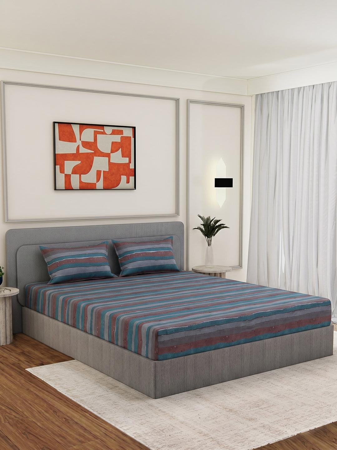 Premium 180 TC Bamboo Cotton King Size Bedsheet with 2 Pillow Covers Eco Bamboo Collection