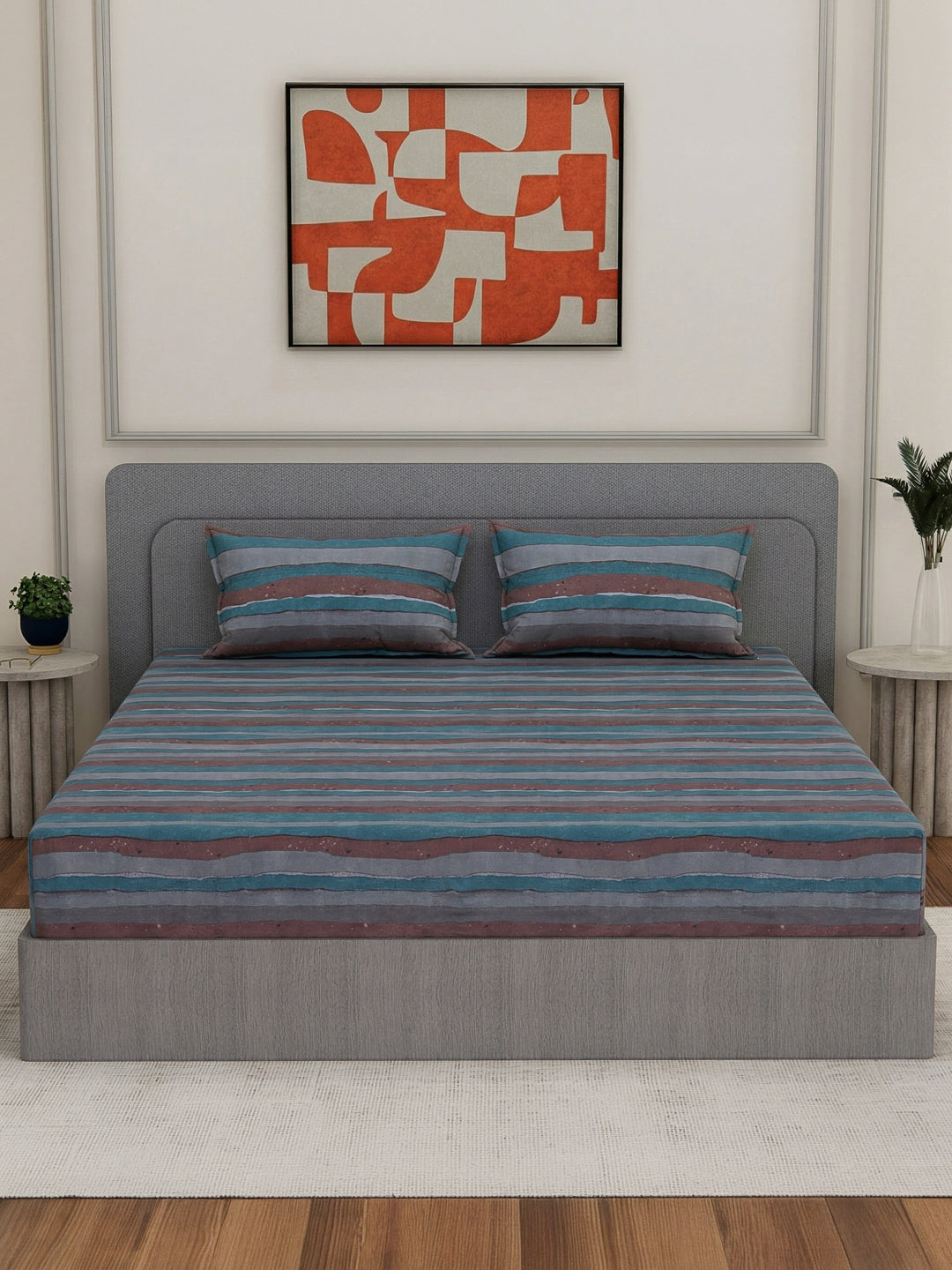 Premium 180 TC Bamboo Cotton King Size Bedsheet with 2 Pillow Covers Eco Bamboo Collection