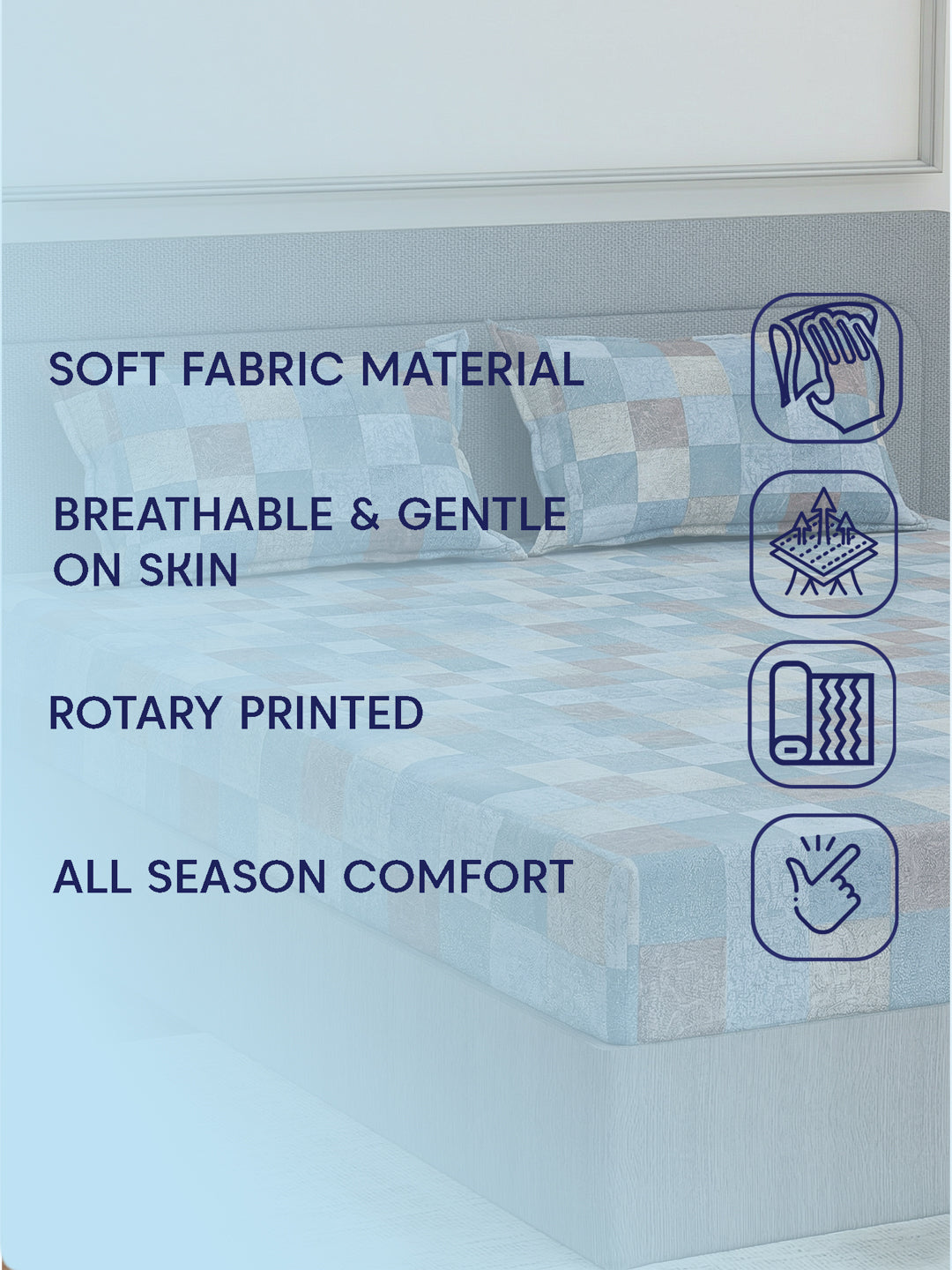 Premium 180 TC Bamboo Cotton King Size Bedsheet with 2 Pillow Covers Eco Bamboo Collection