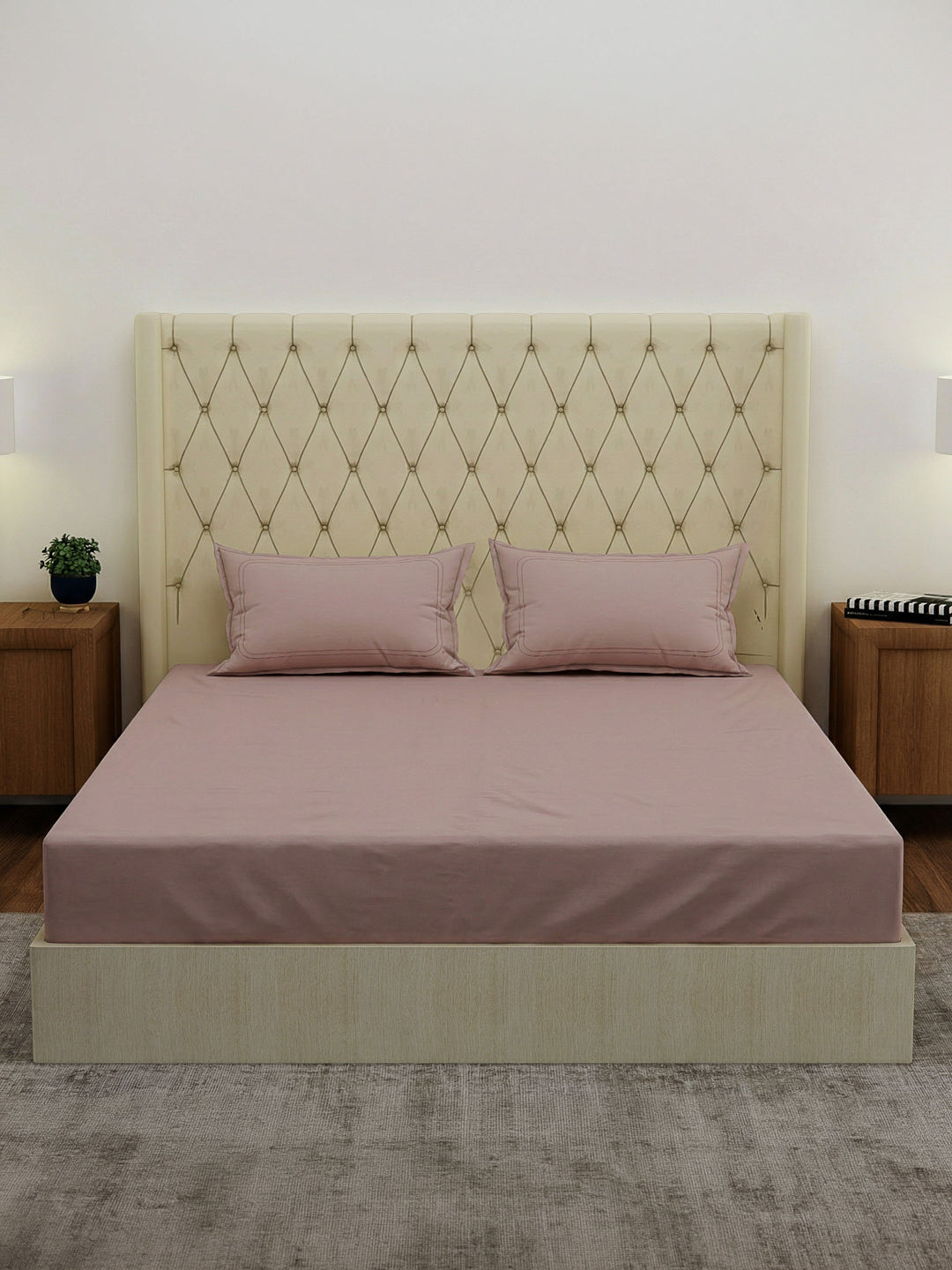 Premium 210 TC Pure Cotton King Size Bedsheet with 2 Pillow Covers Classique Casa Solids Collection