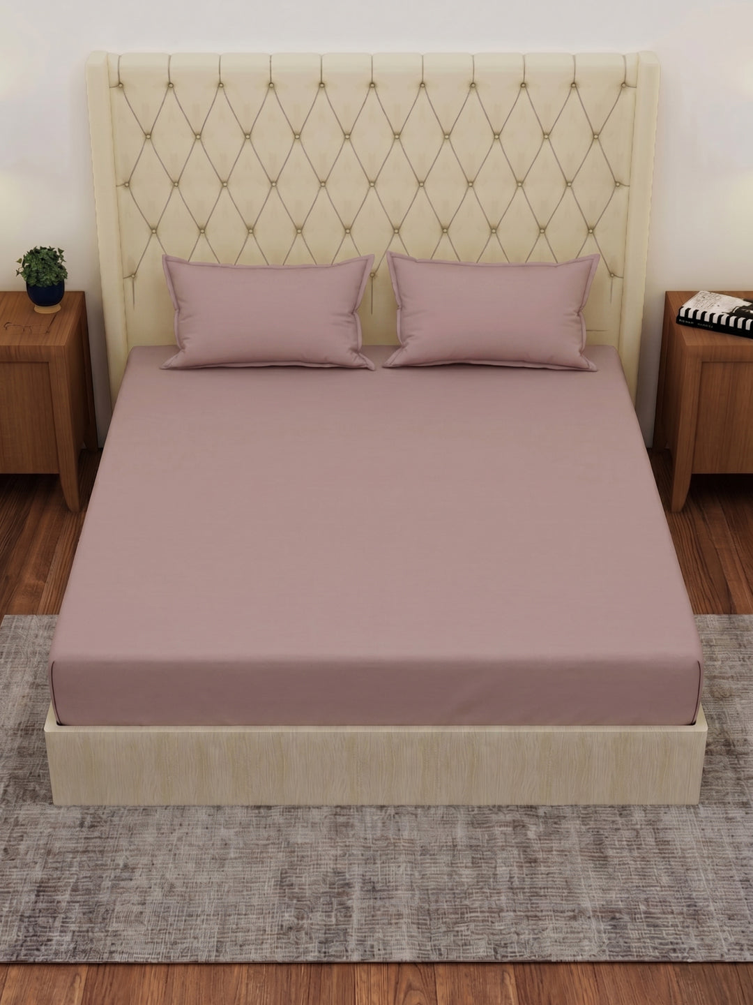 Premium 210 TC Pure Cotton King Size Bedsheet with 2 Pillow Covers Classique Casa Solids Collection