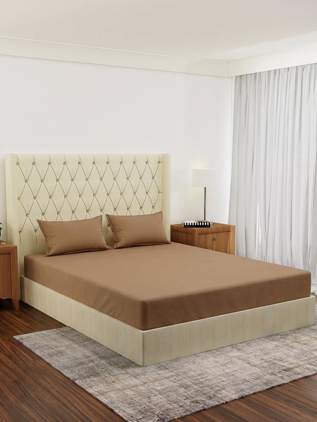 Premium 210 TC Pure Cotton King Size Bedsheet with 2 Pillow Covers Classique Casa Solids Collection