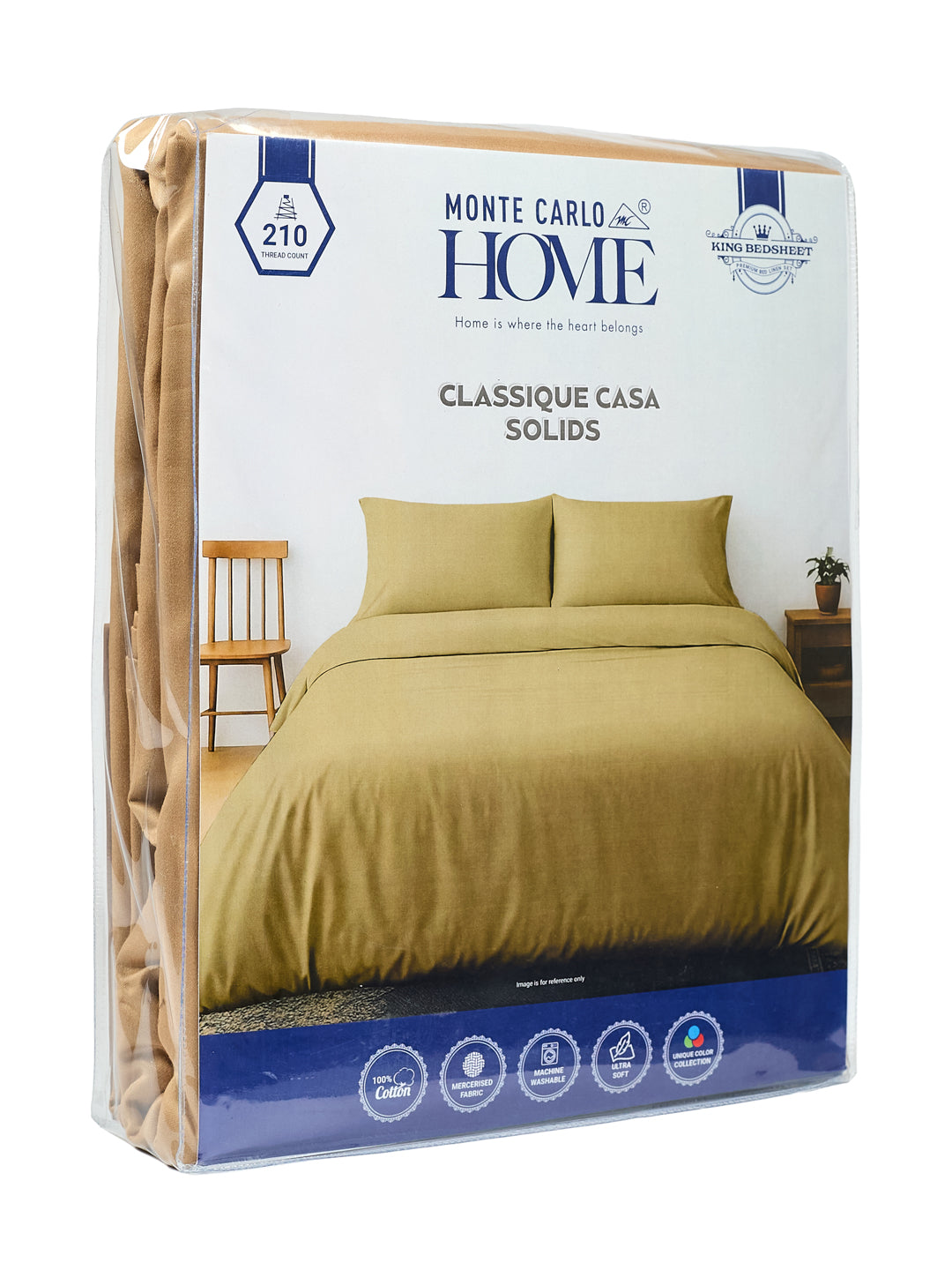 Premium 210 TC Pure Cotton King Size Bedsheet with 2 Pillow Covers Classique Casa Solids Collection