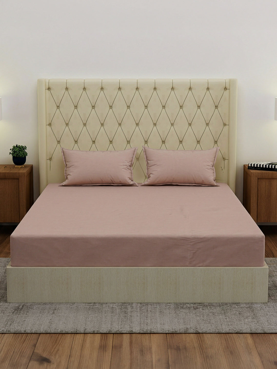 Premium 210 TC Pure Cotton King Size Bedsheet with 2 Pillow Covers Classique Casa Solids Collection