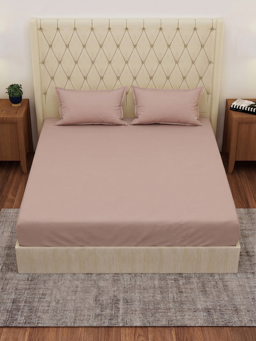 Premium 210 TC Pure Cotton King Size Bedsheet with 2 Pillow Covers Classique Casa Solids Collection