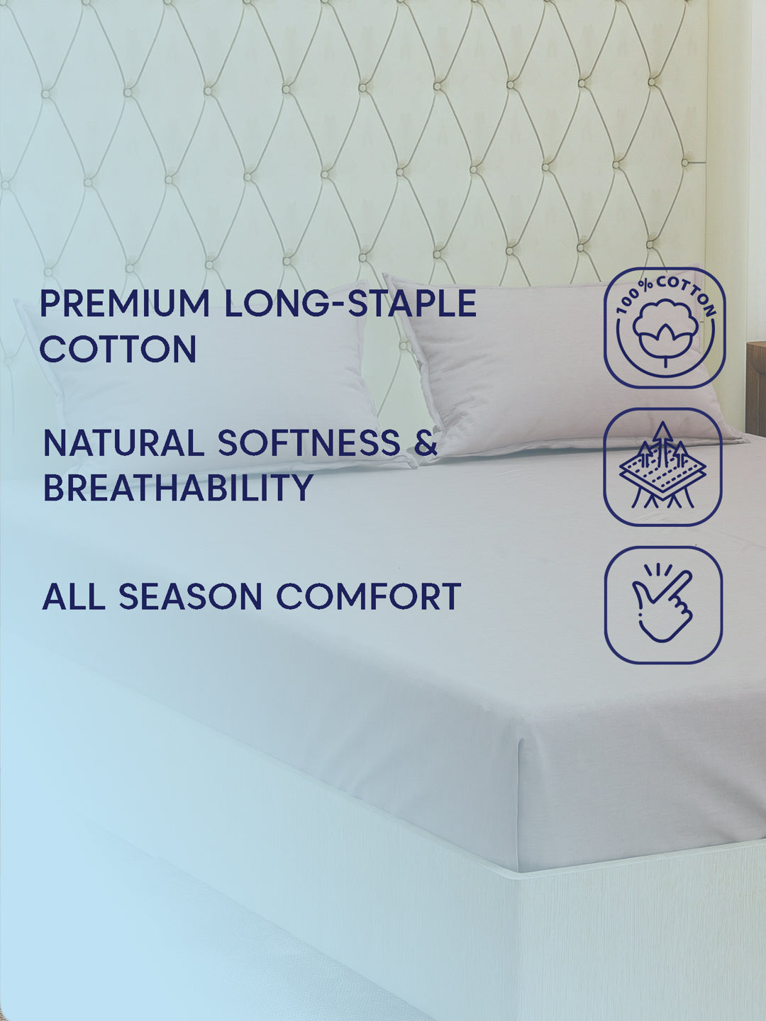 Premium 210 TC Pure Cotton King Size Bedsheet with 2 Pillow Covers Classique Casa Solids Collection