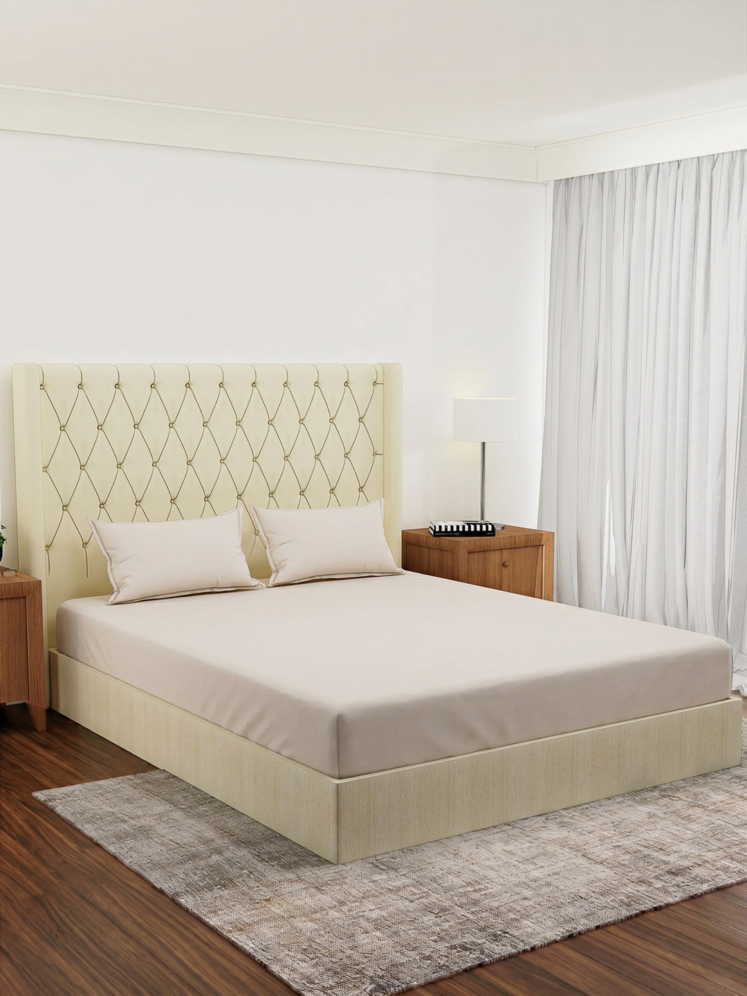 Premium 210 TC Pure Cotton King Size Bedsheet with 2 Pillow Covers Classique Casa Solids Collection