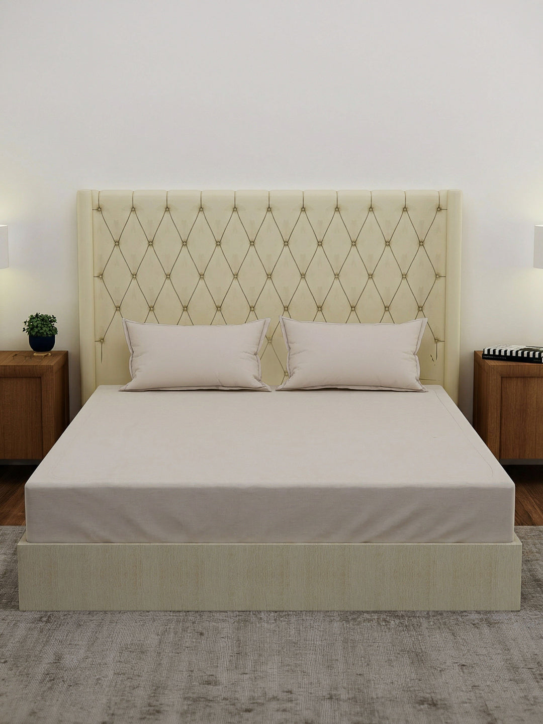 Premium 210 TC Pure Cotton King Size Bedsheet with 2 Pillow Covers Classique Casa Solids Collection