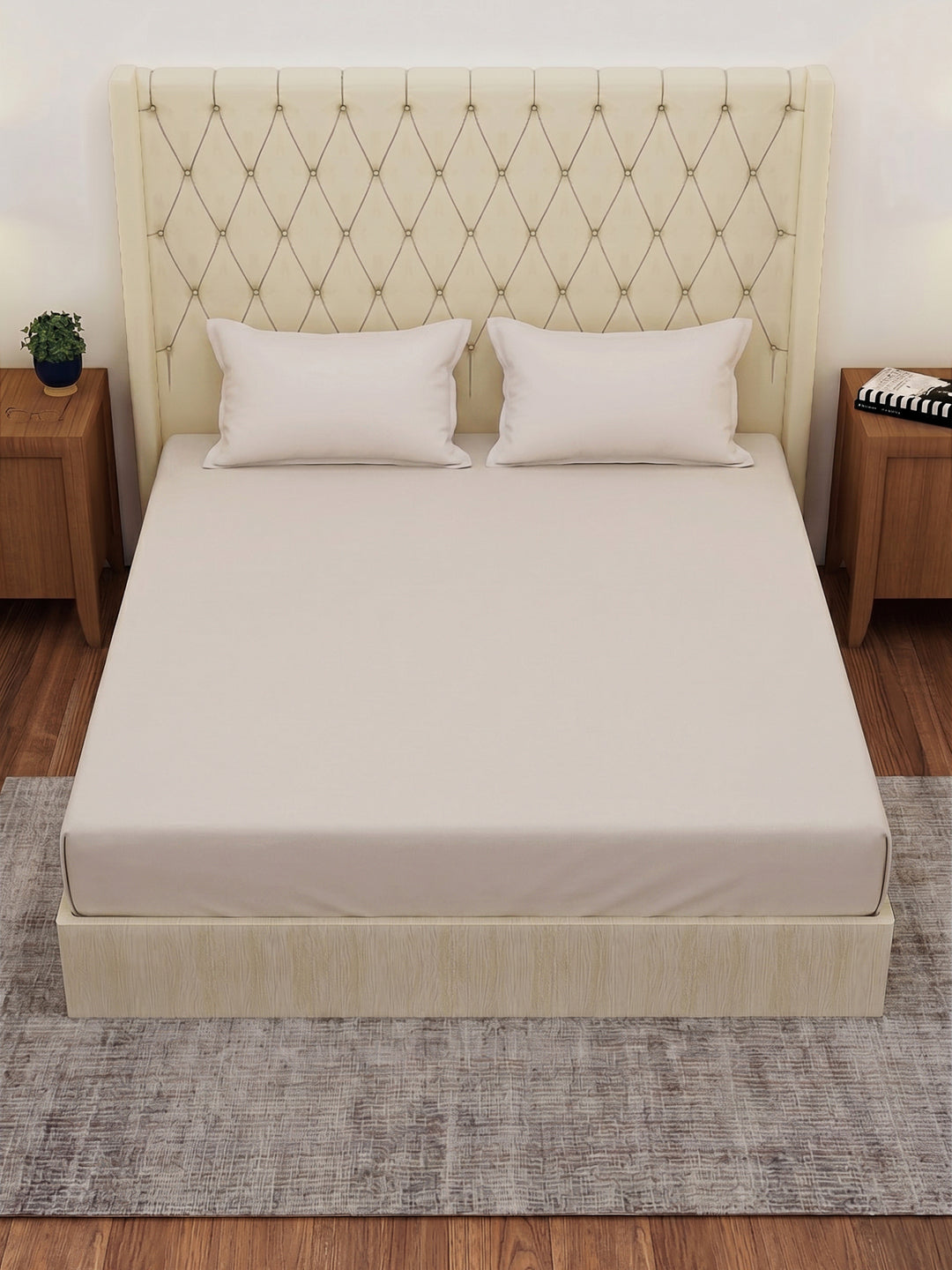 Premium 210 TC Pure Cotton King Size Bedsheet with 2 Pillow Covers Classique Casa Solids Collection