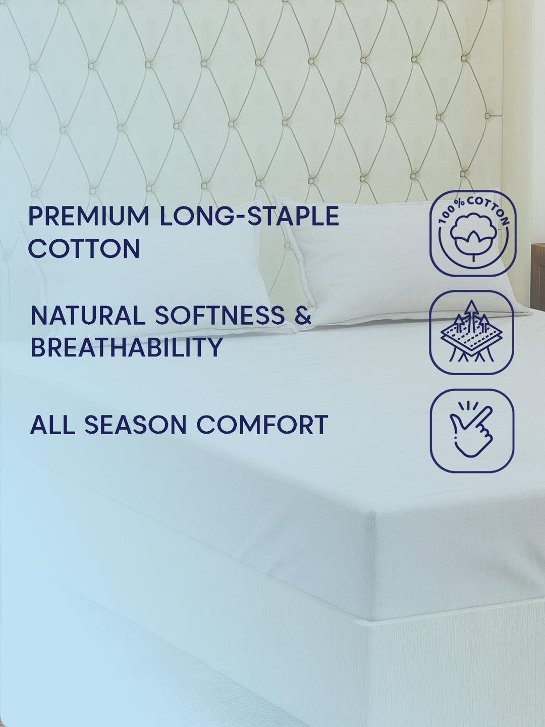 Premium 210 TC Pure Cotton King Size Bedsheet with 2 Pillow Covers Classique Casa Solids Collection