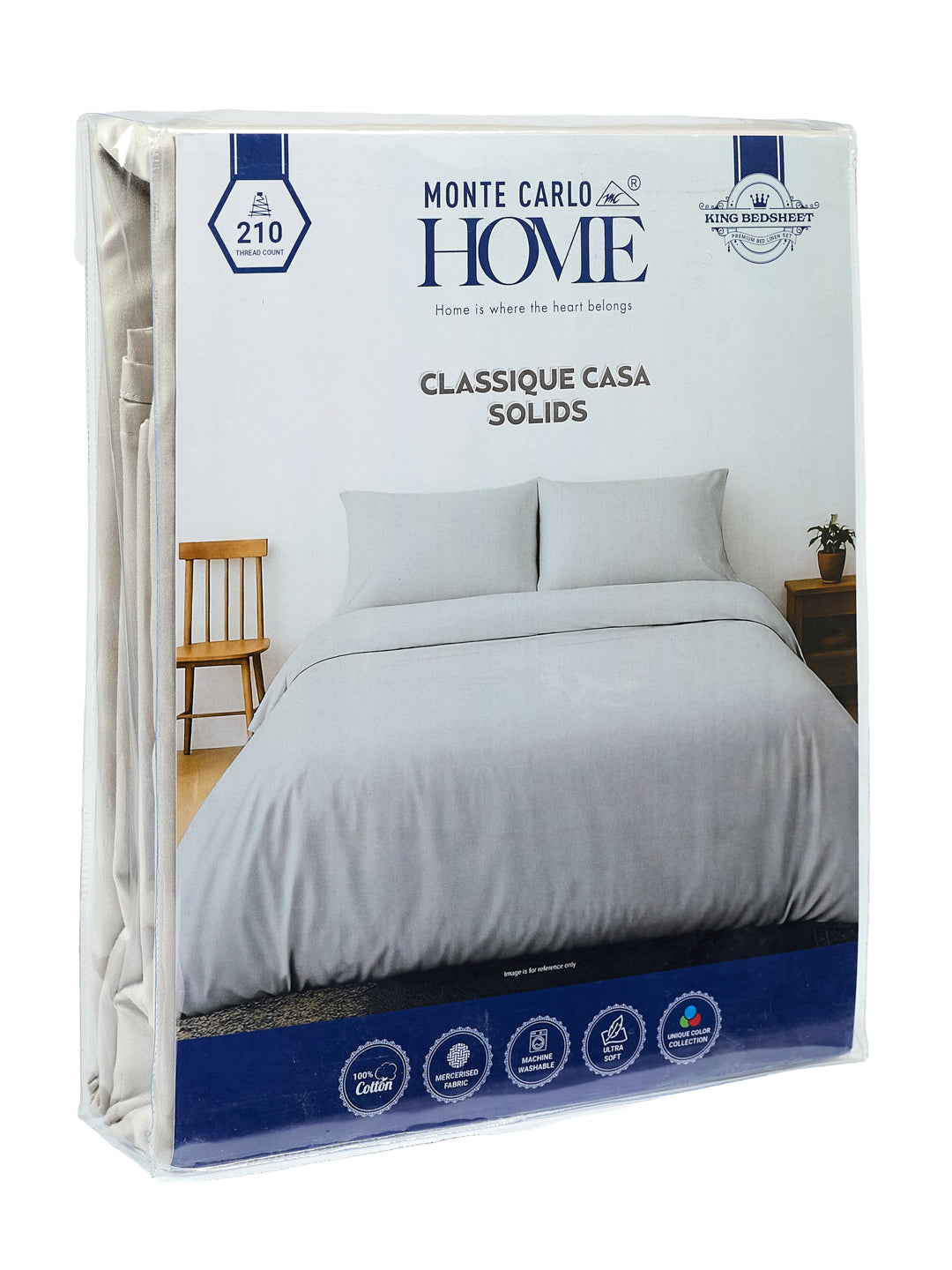 Premium 210 TC Pure Cotton King Size Bedsheet with 2 Pillow Covers Classique Casa Solids Collection